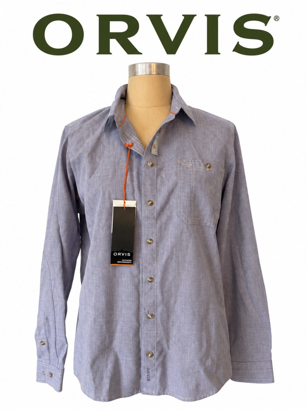 Orvis Outdoor Performance UPF 30 Long Sleeve Button Down Shirt purple